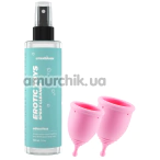 Набір з 2 менструальних чаш Crushious Minerva + антибактеріальний спрей для очистки секс-іграшок Crushious Erotic Toys Spray Cleaner, рожевий - Фото №1