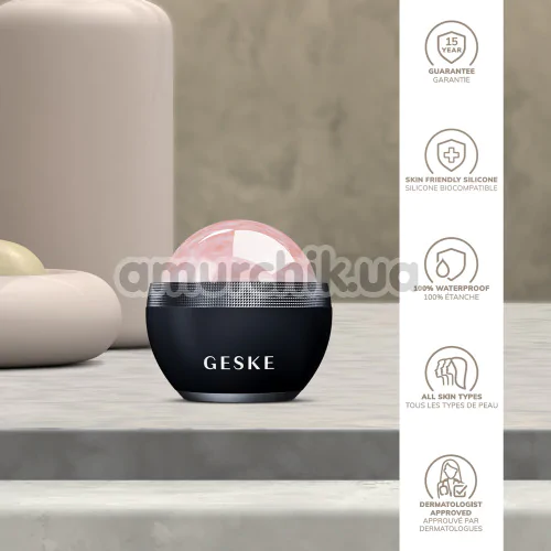 Кульковий масажер для обличчя Geske Rose Quartz Depuffing Sphere 7 in 1, чорний