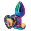 Анальна пробка з мультикольоровим кристалом Loveshop Seamless Butt Plug Heart M, мультикольорова - Фото №1