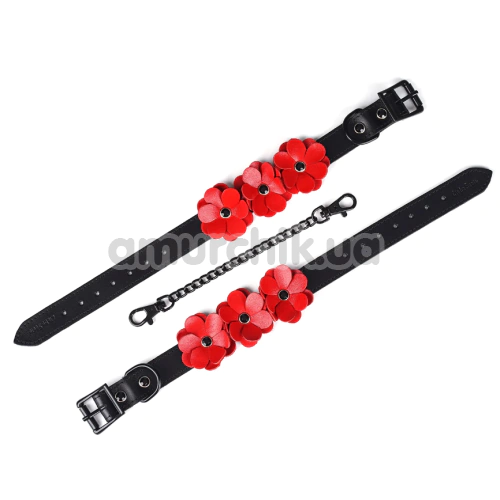 Фиксаторы для ног Liebe Seele Flower Rhythm Leather Ankle Cuffs, черно-красные