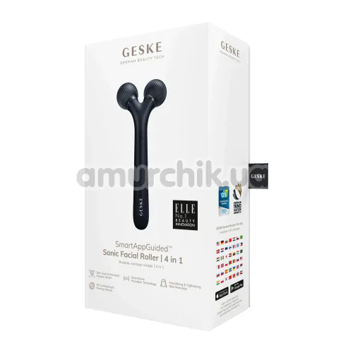 Ультразвуковий масажер для обличчя Geske Sonic Facial Roller 4 in 1, чорний