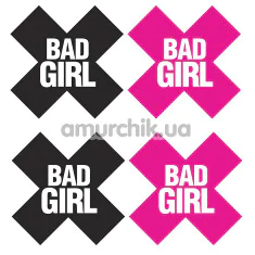 Украшения для сосков Eye Candy Peekaboos Bad Girl - крестики, черные и розовые - Фото №1