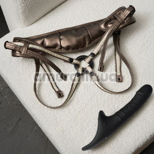Вібратор з вакуумним стимулятором для страпона Strap-On-Me Multi Orgasm Realistic Dildo L, чорний