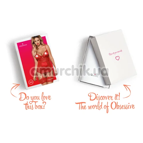 Корсет с подвязками для чулок Obsessive Lovica Сorset, красный