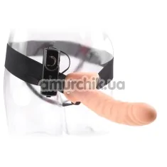 Полый страпон с вибрацией 8 Inch Vibrating Hollow Strap-On, телесный - Фото №1
