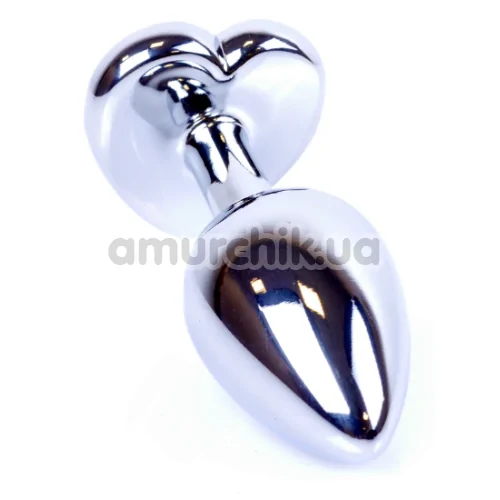 Анальна пробка з фіолетовим кристалом Exclusivity Jewellery Silver Heart Plug, срібна