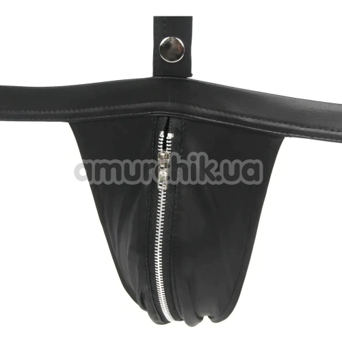 Боди-портупея мужское с фиксаторами для рук Star Night Faux Leather Harness Bodysuit, черное