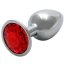 Анальная пробка с красным кристаллом Ouch! Metal Butt Plug Small, серебряная - Фото №1