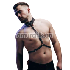 Портупея мужская с ошейником Candy Hero Р7 Leather, черная - Фото №1