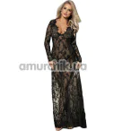 Пеньюар Star Night Sexy Lace Long Sleeves Night Robe, черный - Фото №1