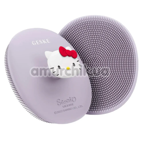 Щітка для обличчя з тримачем Geske Facial Brush 3 in 1 - Hello Kitty, бузкова - Фото №1