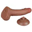 Фалоімітатор Sliding-Skin Dual Layer Dong 7.5 із зігнутим стовбуром, світло-коричневий - Фото №3
