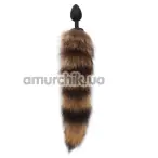 Анальна пробка з чорно-коричневим хвостиком Hi-Basic Foxy Anal Tail Plug, чорна - Фото №1