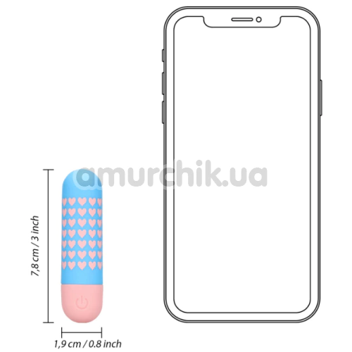 Кліторальний вібратор Shots S-Line Sweet Vibrating Pussy Bullets Heart To Get, блакитний