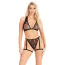 Комплект Leg Avenue Lace Bra Top and Panty With Garters, чорний: бюстгальтер + трусики-стрінги - Фото №1
