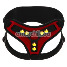 Трусики для страпона Taboom Bondage in Luxury Strap-On Harness Deluxe, черно-красные - Фото №1