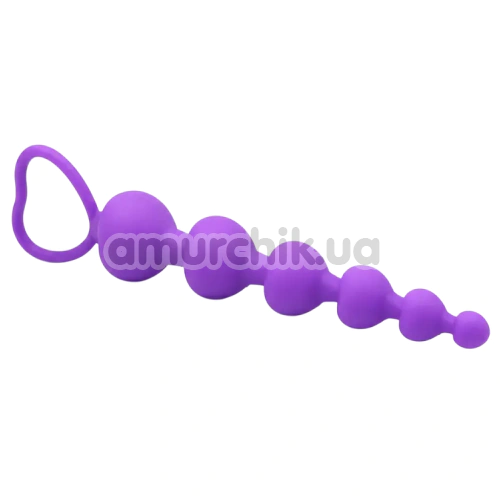 Анальная цепочка Alume Silicone Heart Bead Anal Chain, фиолетовая