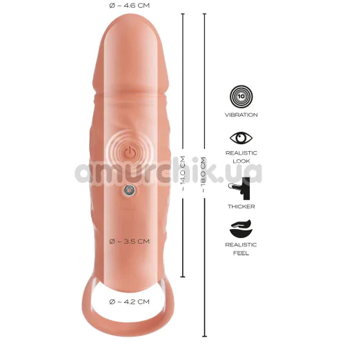 Насадка на пенис с вибрацией Realistixxx RealSleeve Close, телесная