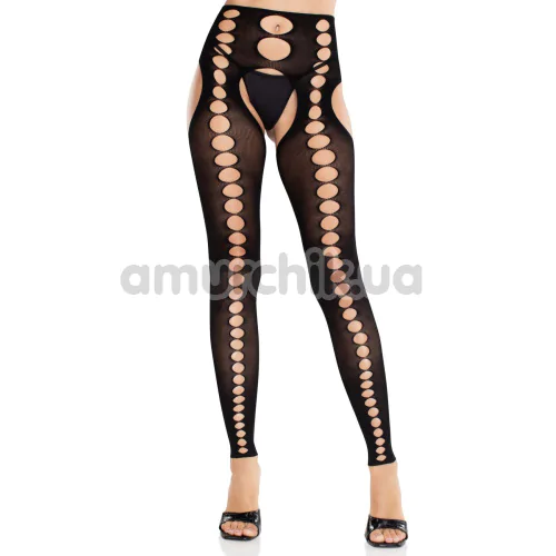 Колготки Leg Avenue Seamless Opaque Footless Suspender Hose, черные - Фото №1