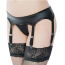 Комплект Star Night Leather-Look Garter Belt With Tiny Bows, черный: пояс для чулок + трусики-стринги - Фото №6