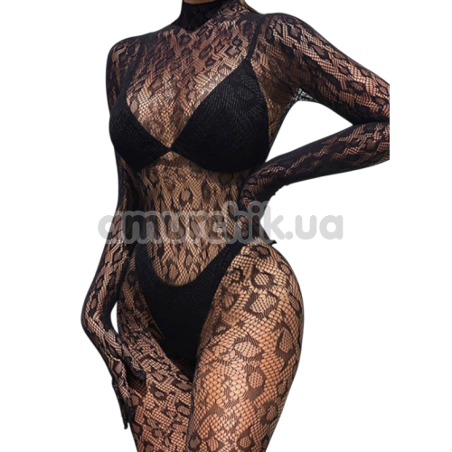 Комбинезон Star Night High Neck Leopard Bodystocking, черный