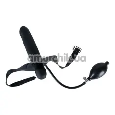 Кляп с фаллоимитатором True Black Silicon Inflatable Dildo Gag - Фото №1