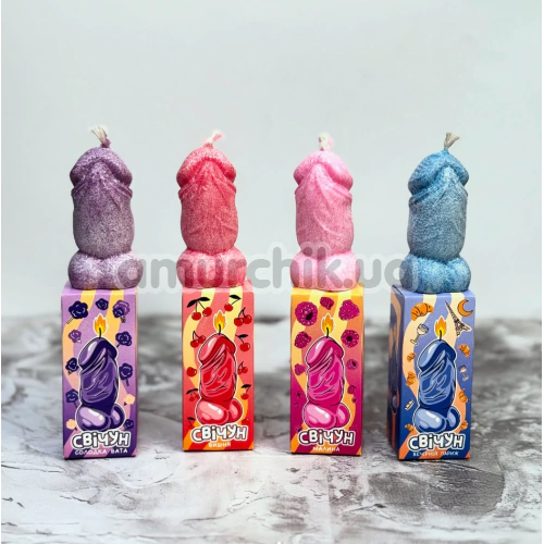 Свічка у вигляді пеніса VidDushi Свічун - малина, рожева