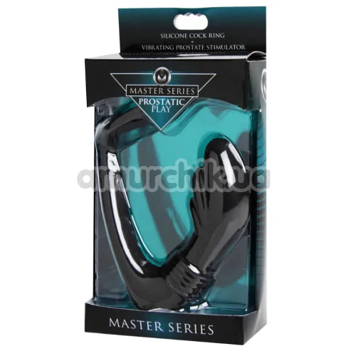 Вибростимулятор простаты с эрекционным кольцом Master Series Prostatic Play Cock Ring Vibrating Prostate, черный