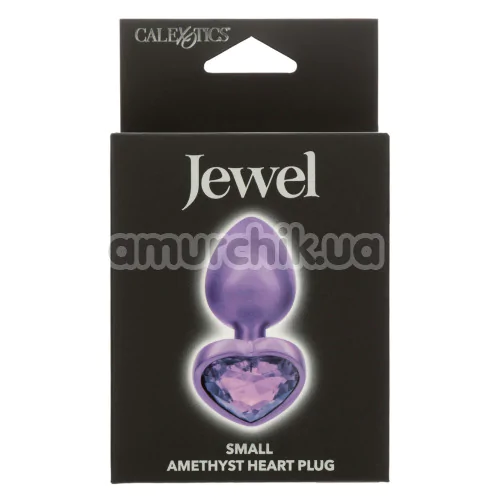 Анальна пробка з фіолетовим кристалом Jewel Small Amethyst Heart Plug, фіолетова