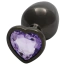 Анальна пробка з фіолетовим кристалом Ouch! Heart Metal Butt Plug Medium, чорна - Фото №2