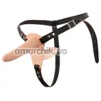 Подвійний страпон з вібрацією Vibrating Double Strap-On, тілесний - Фото №1