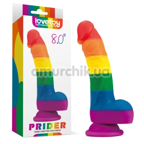 Фаллоимитатор LoveToy Prider 8, радужный