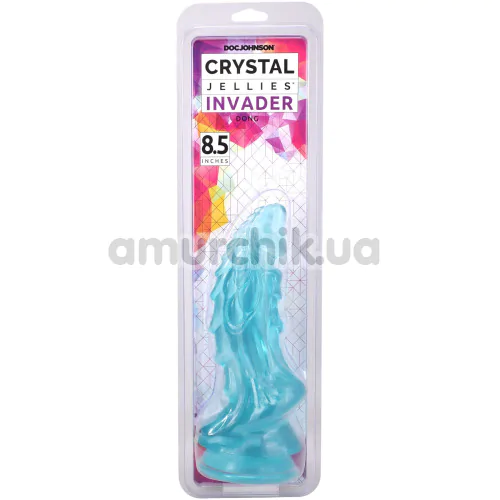 Фаллоимитатор Doc Johnson Crystal Jellies Invader 8.5, бирюзовый