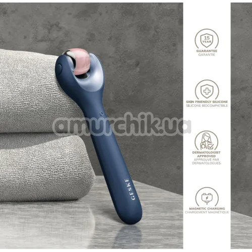 Масажер-ролер для обличчя з мікроголками Geske MicroNeedle Face Roller 9 in 1, синій