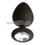 Анальна пробка з прозорим кристалом Mai Attraction Pleasure Toys L №49, чорна - Фото №1