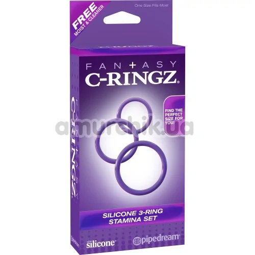 Набор эрекционных колец Fantasy C-Ringz Silicone 3-Ring Stamina Set, фиолетовый