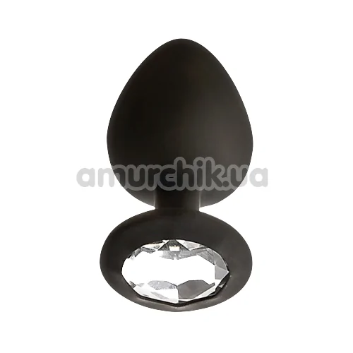 Анальная пробка с прозрачным кристаллом Mai Attraction Pleasure Toys L №49, черная - Фото №1