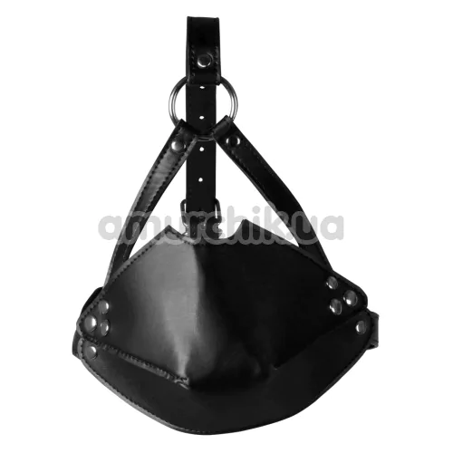 Маска с кляпом Ouch! Head Harness with Mouth Cover and Solid Ball Gag, черная