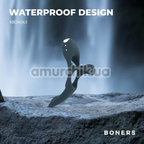 Віброкільце для члена Boners Triple Stimulating Cockring, синє