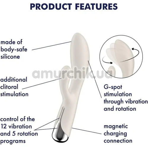 Вибратор c ротацией Satisfyer Spinning Rabbit 1, белый