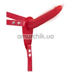 Страпон с вибрацией Fetish Tentation Vibrating Strap-On With Dildo, красный - Фото №1