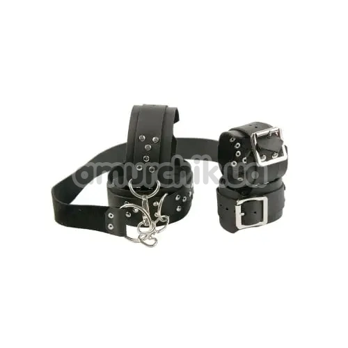 Фиксаторы для рук и ног Loveshop Fet 12 Leather, черные