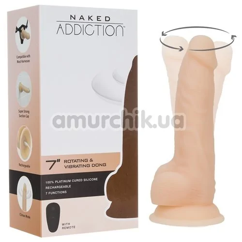 Вибратор с ротацией Addiction Naked Rotating & Vibrating Dong 7, телесный