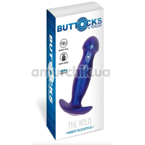 Анальна пробка з вібрацією і пульсацією Buttocks The Wild, синя