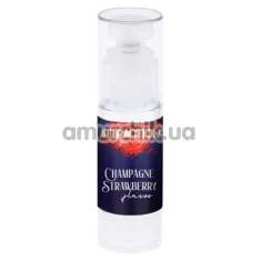 Массажное масло с согревающим эффектом Attraction Hot Kiss Massage Champagne Strawberry - клубничное шампанское, 50 мл - Фото №1