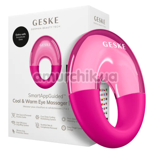 Массажер для глаз Geske Cool & Warm Eye Massager 7 in 1, ярко-розовый
