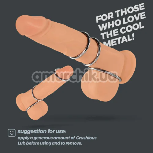 Набір з 3 ерекційних кілець Crushious Metaleros, срібний