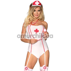 Костюм медсестры Star Night Naughty Nurse Costume Set, белый: боди + повязка на голову - Фото №1