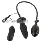 Анальный расширитель с вибрацией Inflatable + Vibrating Butt Plug, черный - Фото №1