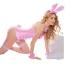 Костюм зайчика JSY Sexy Lingerie розовый: боди + чулки + чокер + манжеты + ушки - Фото №3